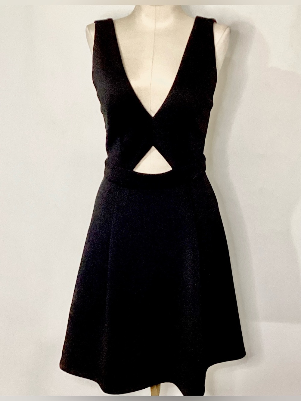 NWT Vintage Forever21 Little Black Dress Low V Neck Midi Sz S